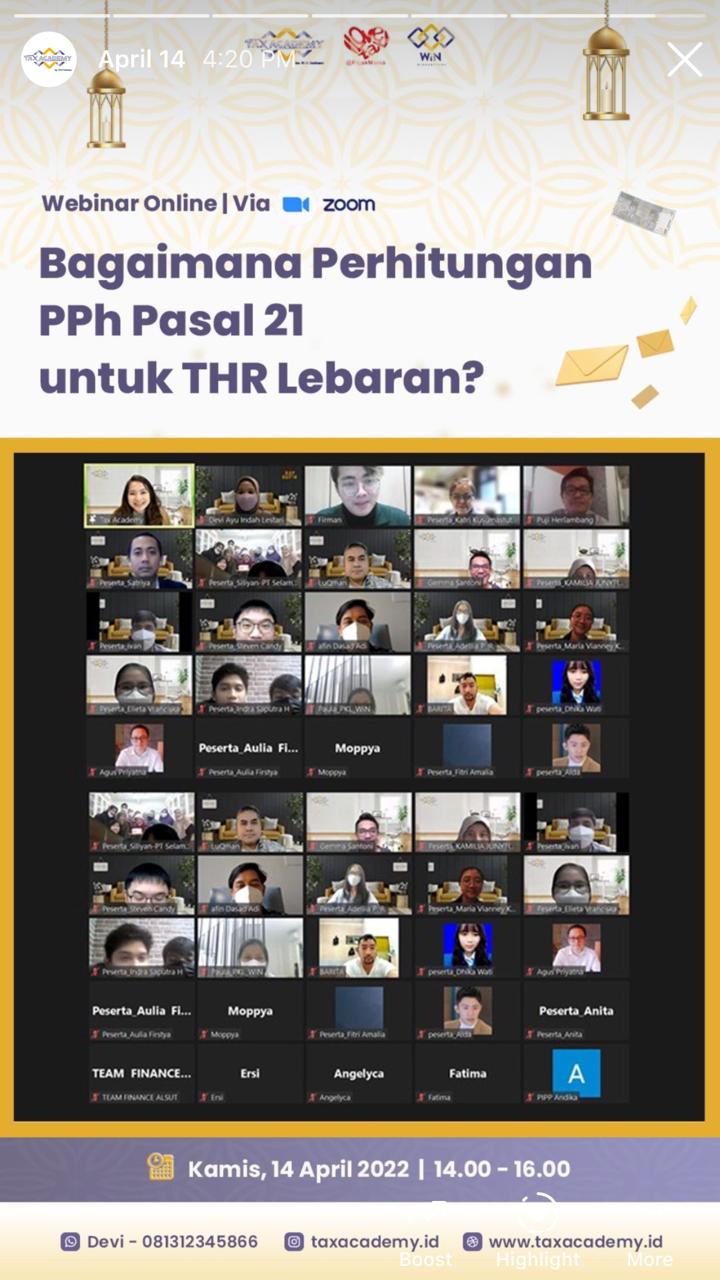 Webinar PPh 21 untuk THR Lebaran